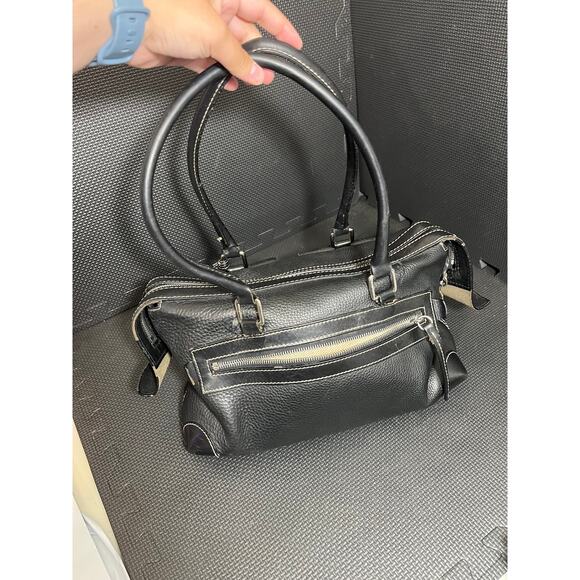 Dooney & Bourke Leather Satchel Double Handle 2 Front Pocket Black Purse Black - Picture 7 of 14